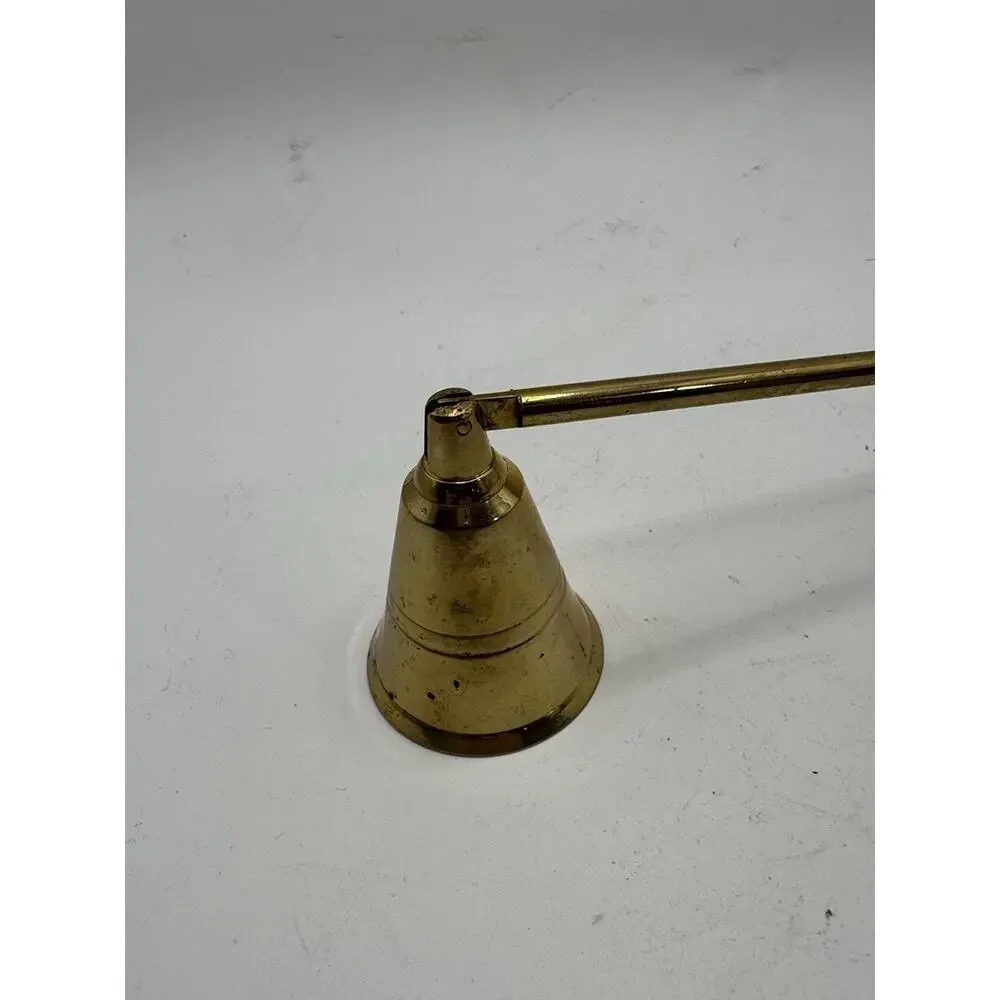 Vintage Brass Candle Snuffer Wood 12” Long Taper Candle‎ Accessory Cottagecore